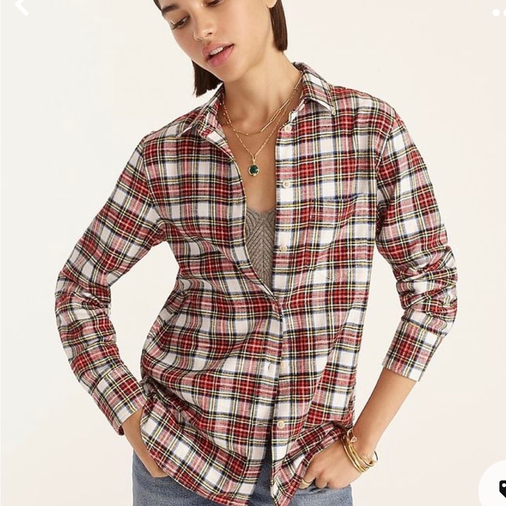 J. Crew classic fit flannel shirt in Snowy Tartan